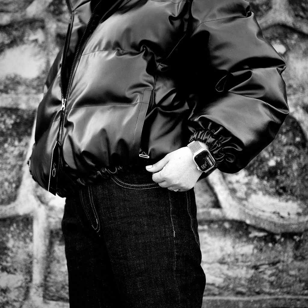 Sf Faux Leather Puff Jacket